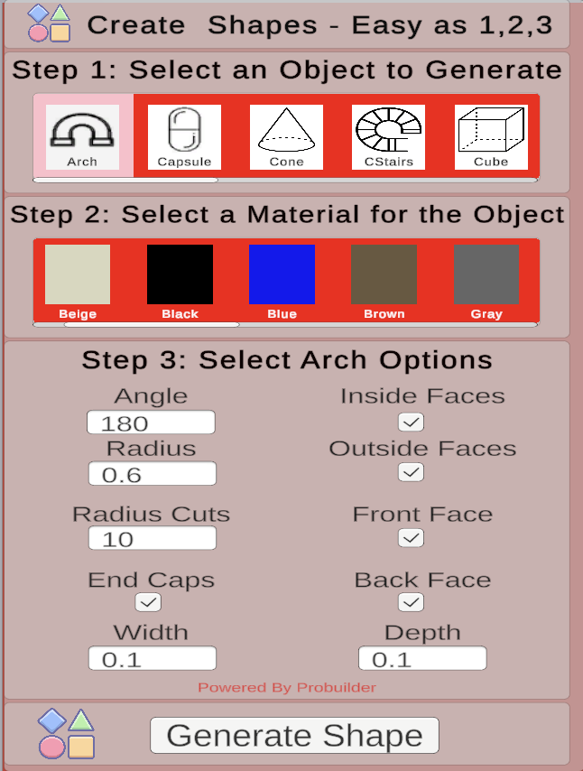 Arch Dialog Box
